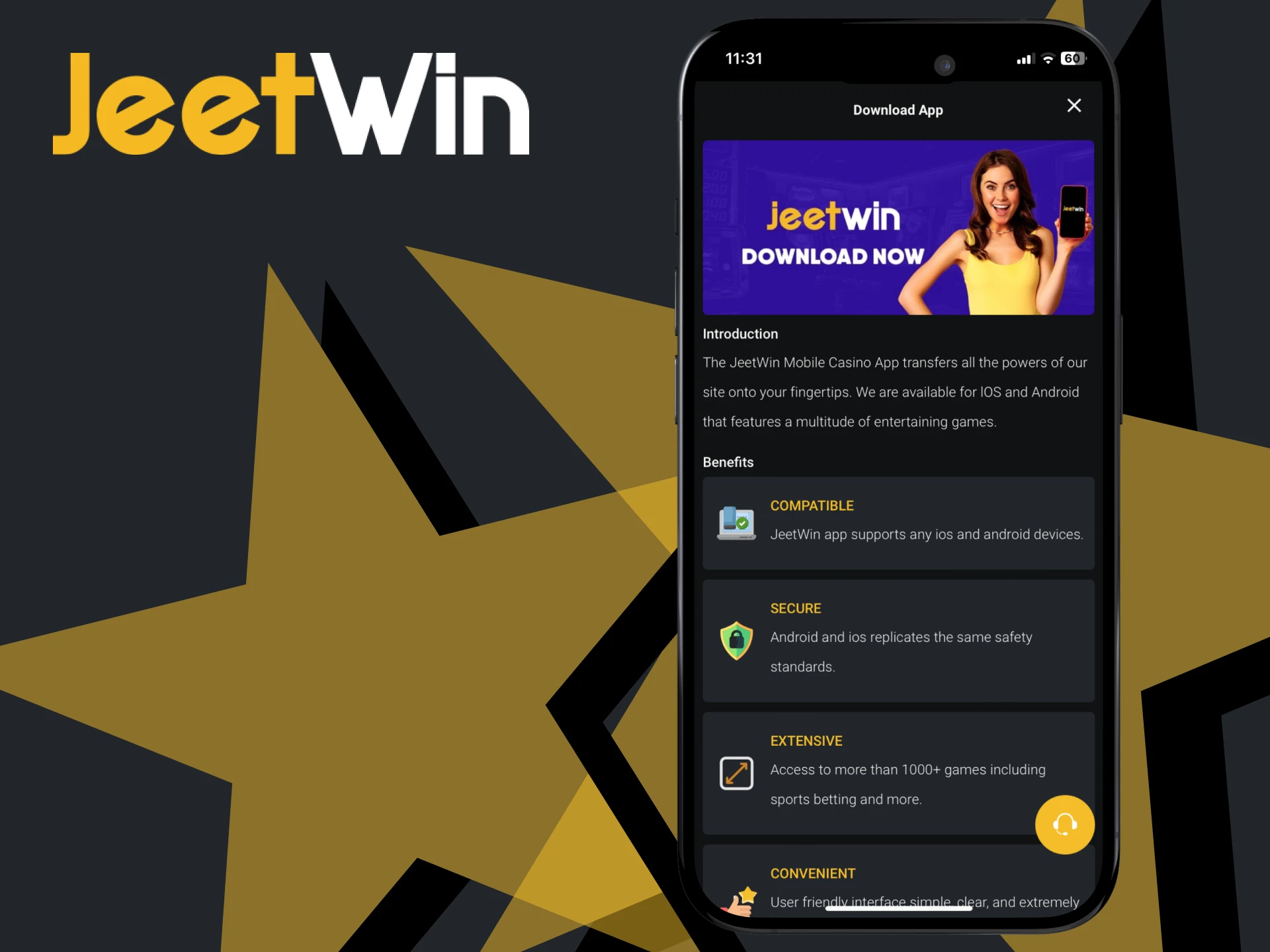 Look at some features of the JeetWin mobile app.