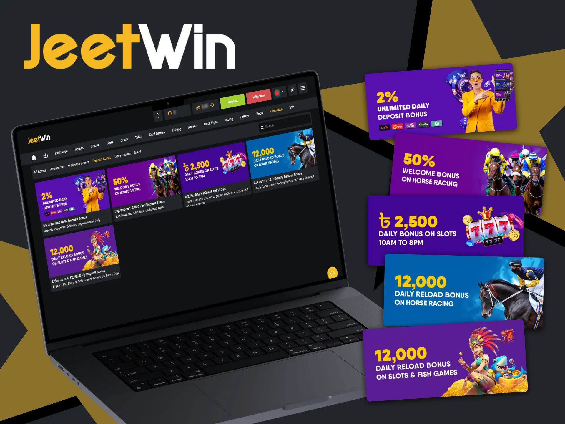 JeetWin provides various deposit bonuses.