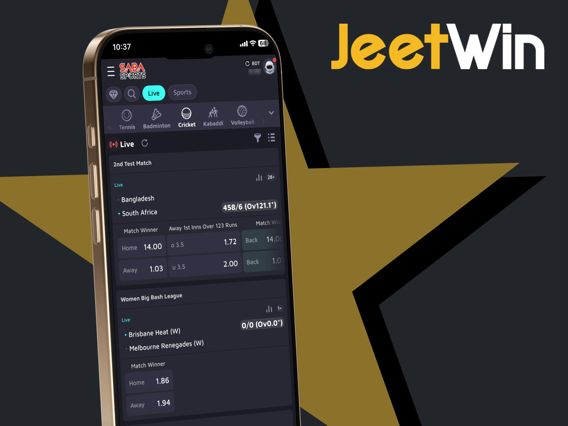 Use JeetWin mobile app to bet on cricket.