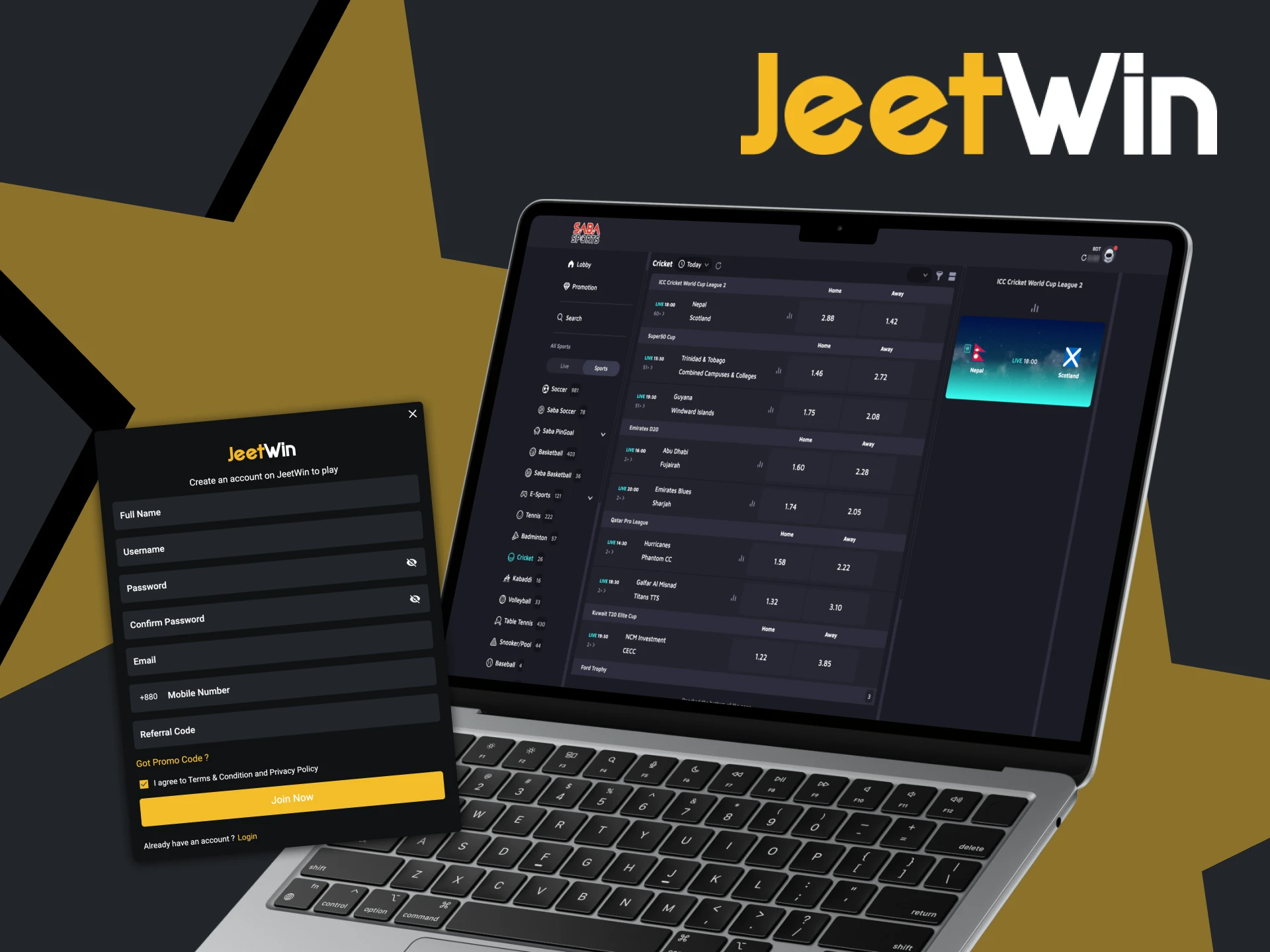 Start betting on your favorite cricket tournaments with JeetWin.