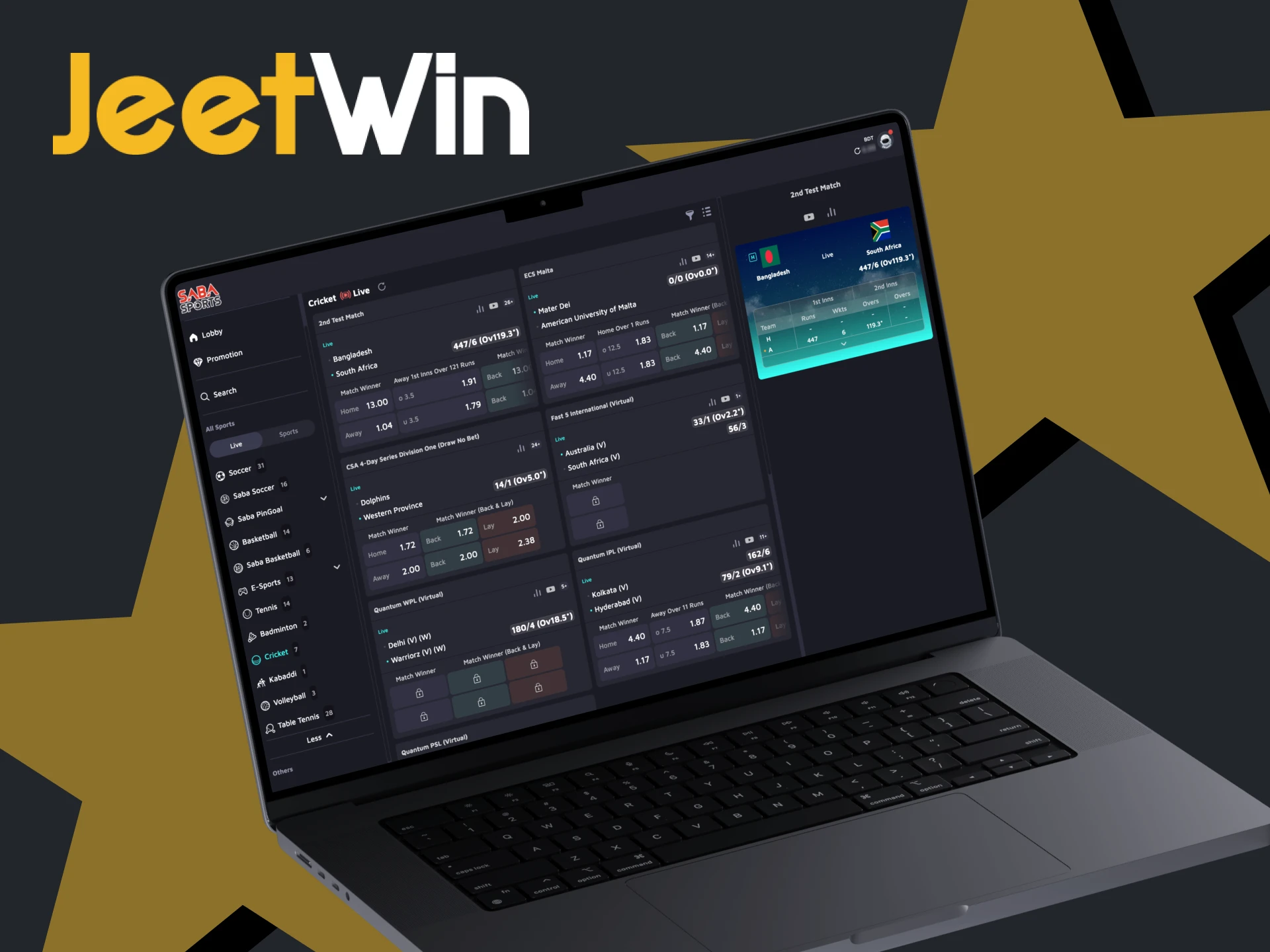 JeetWin offers live betting on cricket.