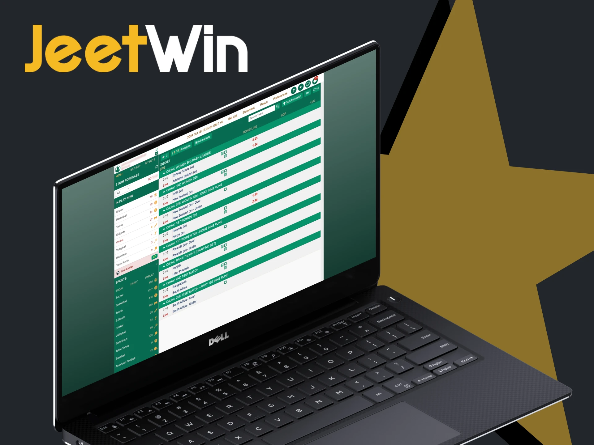 JeetWin provides a variety of cricket bet types.