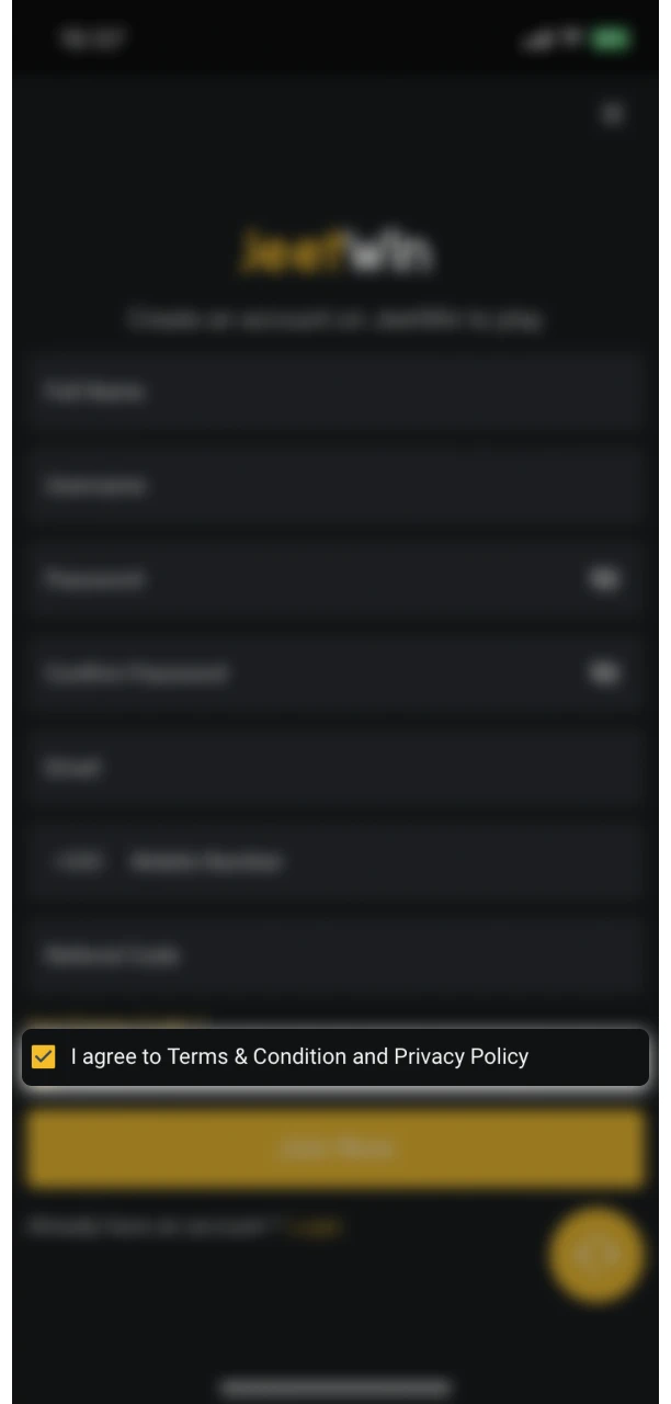 Accept the terms and conditions of Jeetwin.