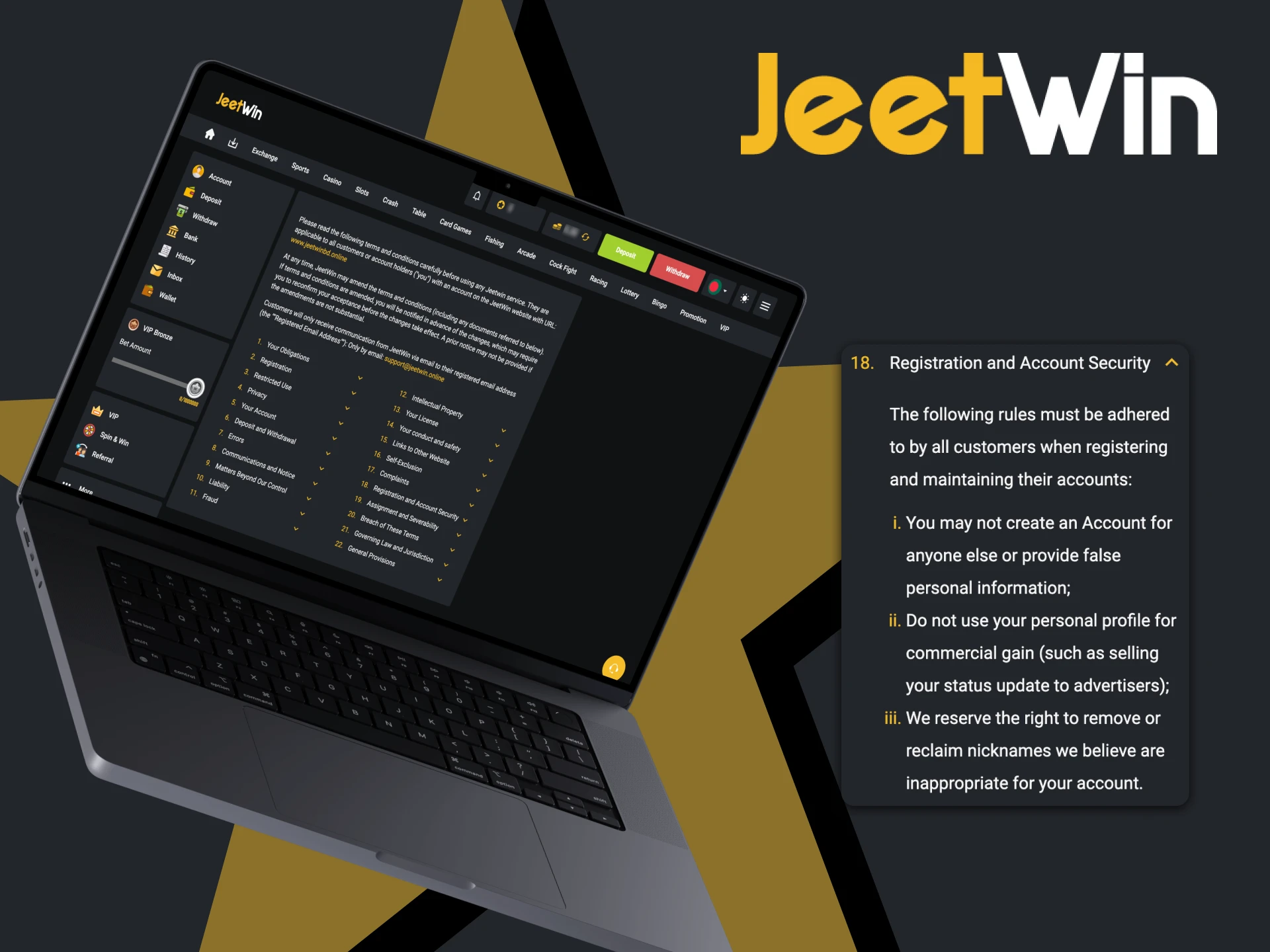 You must follow these requirements at JeetWin.