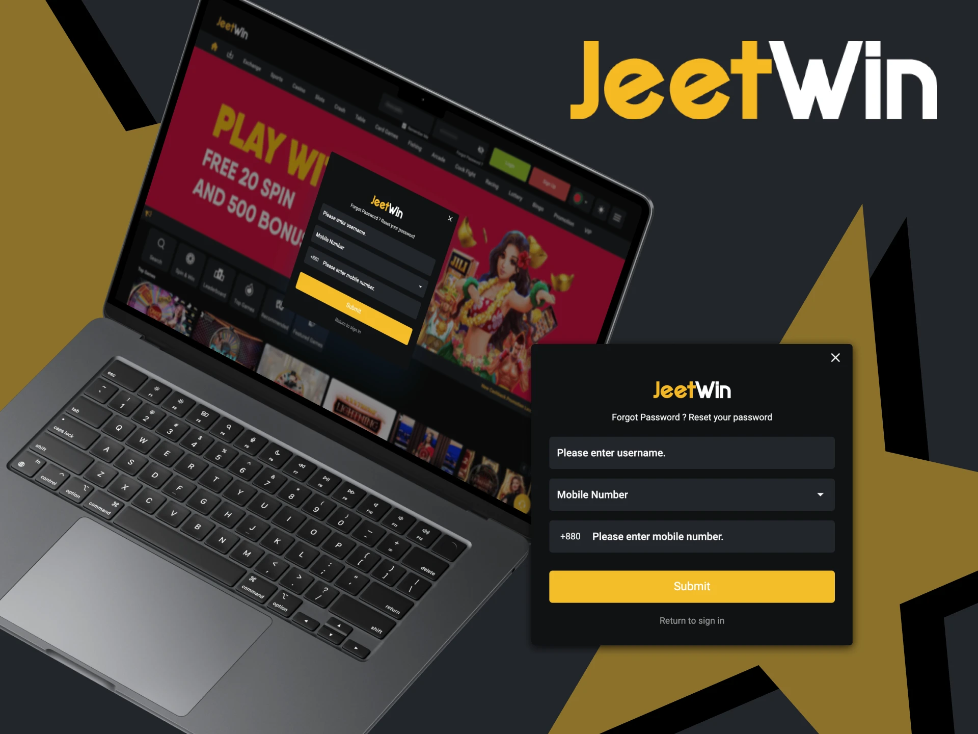 Follow the instructions to reset your password at JeetWin.