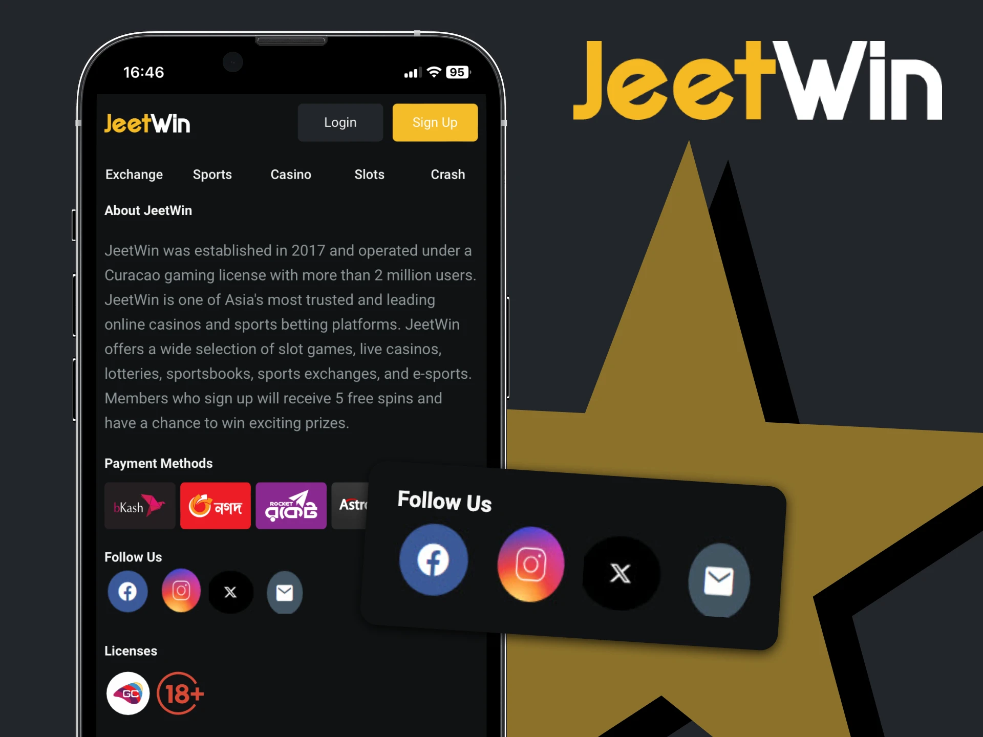 JeetWin has a presence on many social media sites.