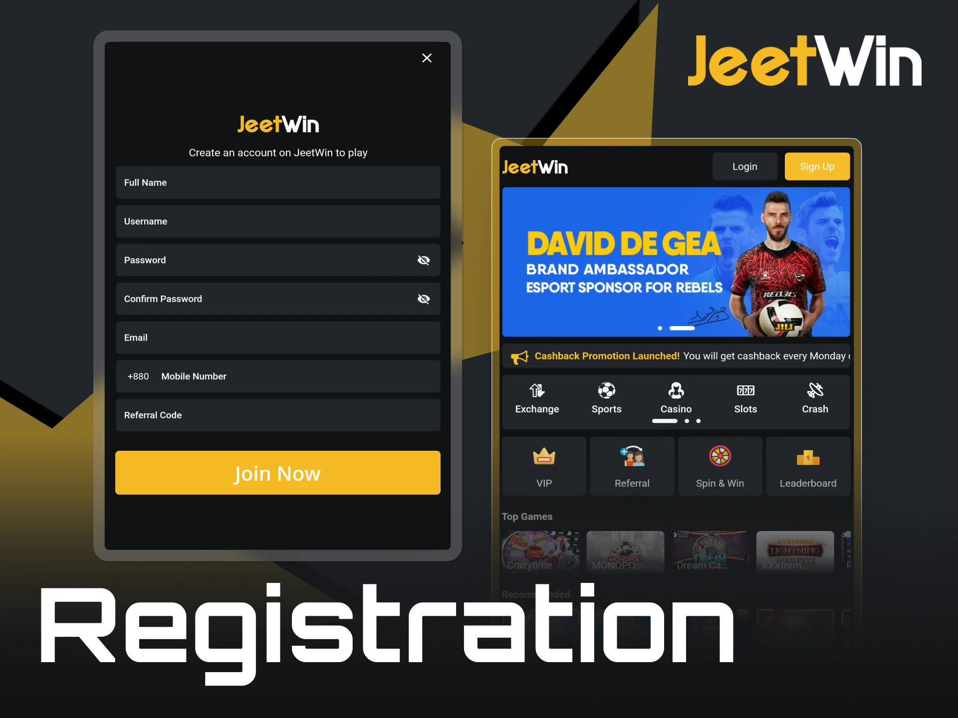 You can easily sign up on the official JeetWin app.