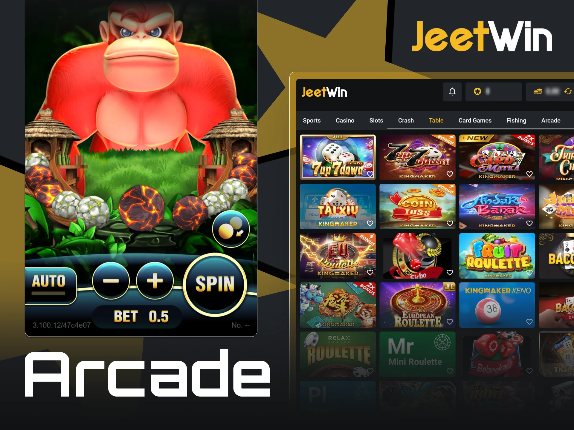 JeetWin offers a selection of arcade-style mini-games.