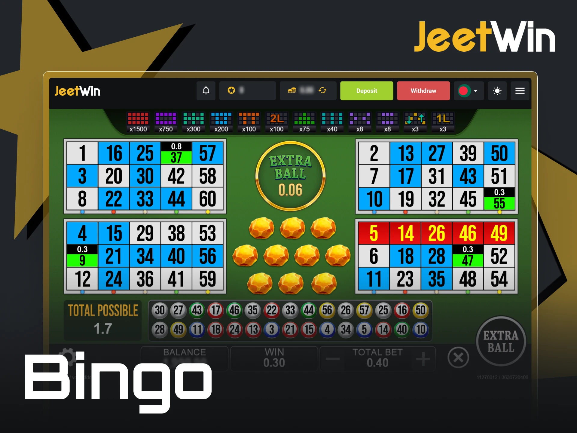 Classic and modern-style bingo games can be played at JeetWin.