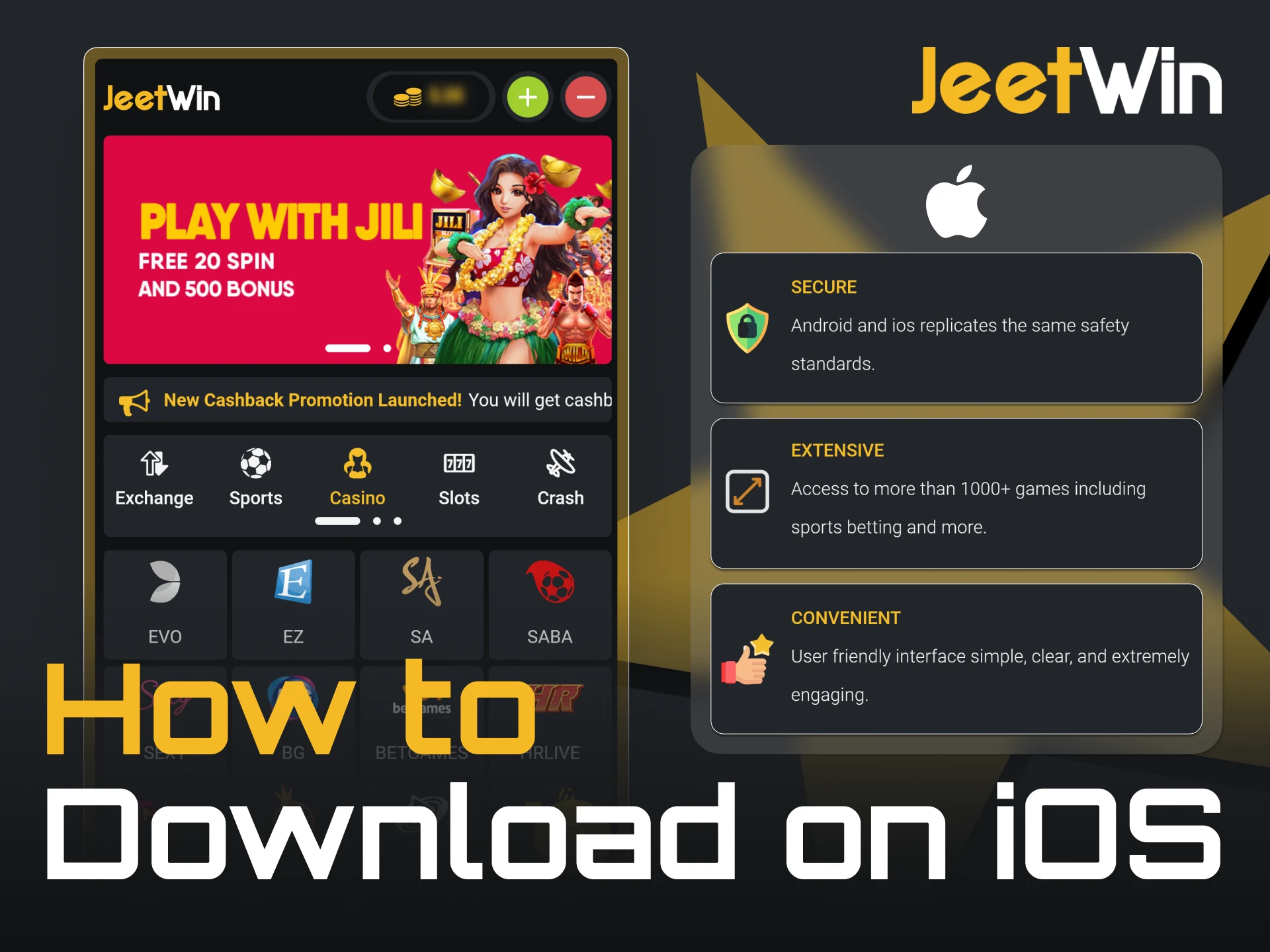 The JeetWin mobile app is available for Apple devices.