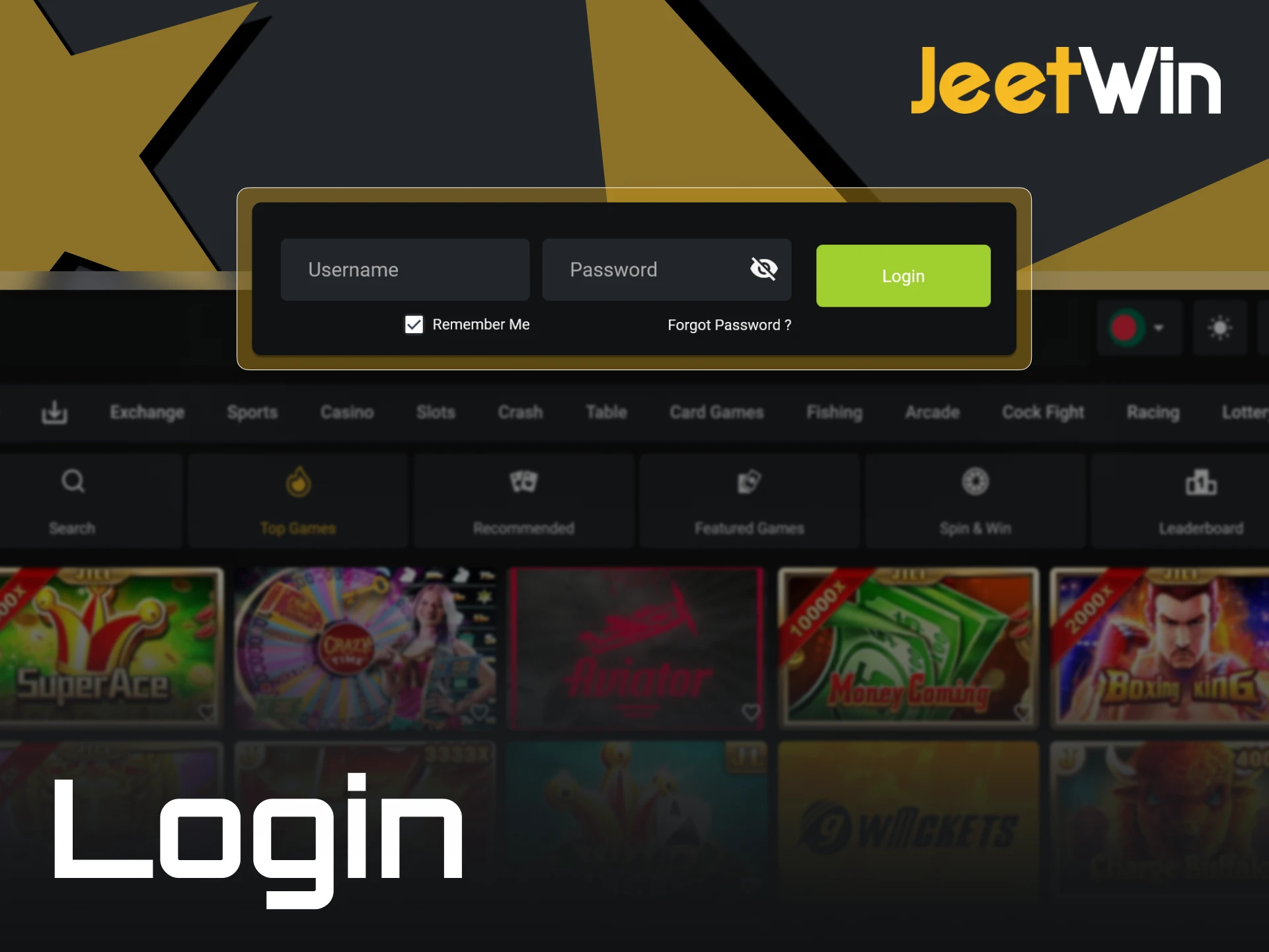 Accessing JeetWin account is quick and easy.