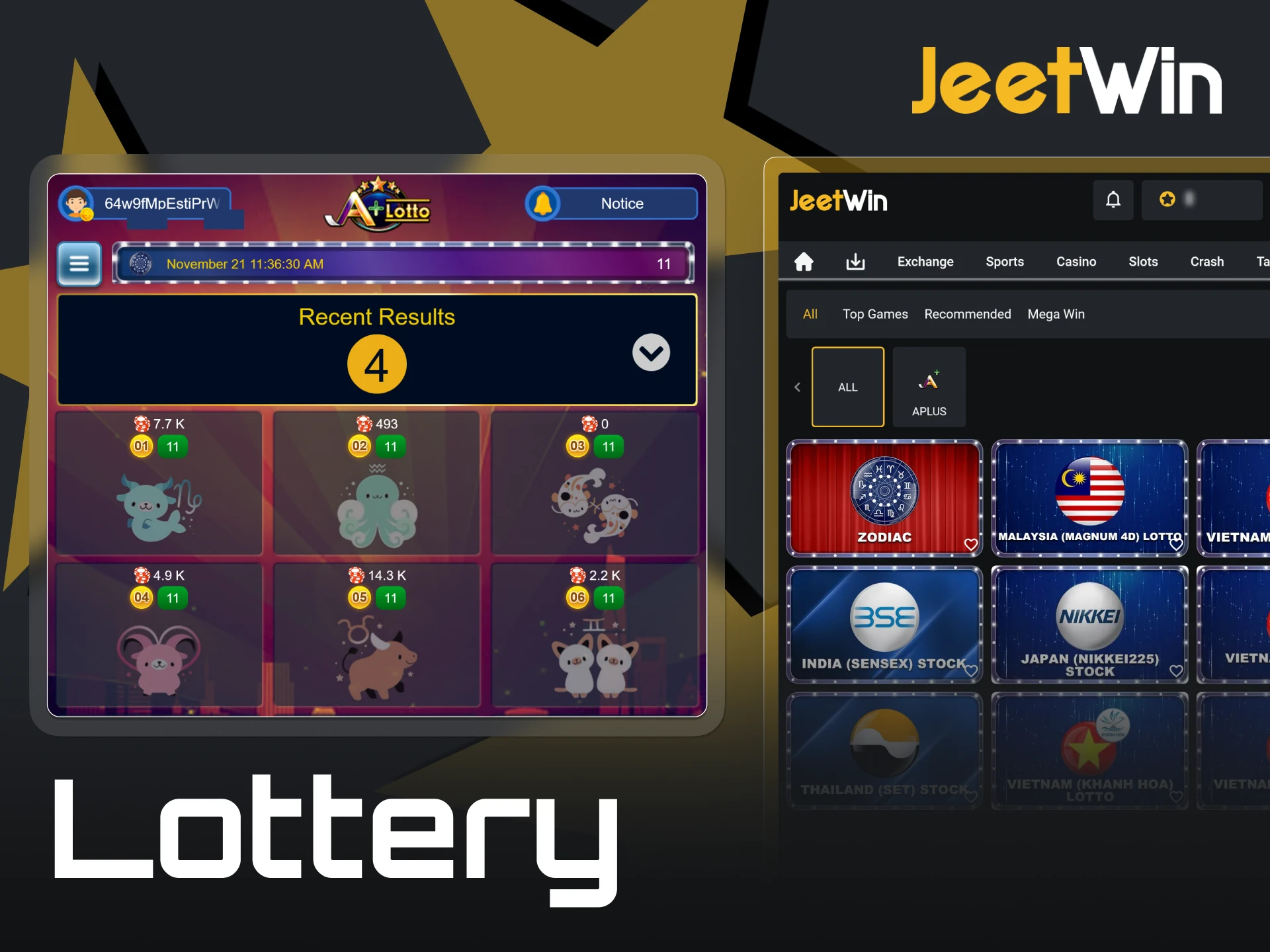 Test your luck with a wide range of lottery games at JeetWin.