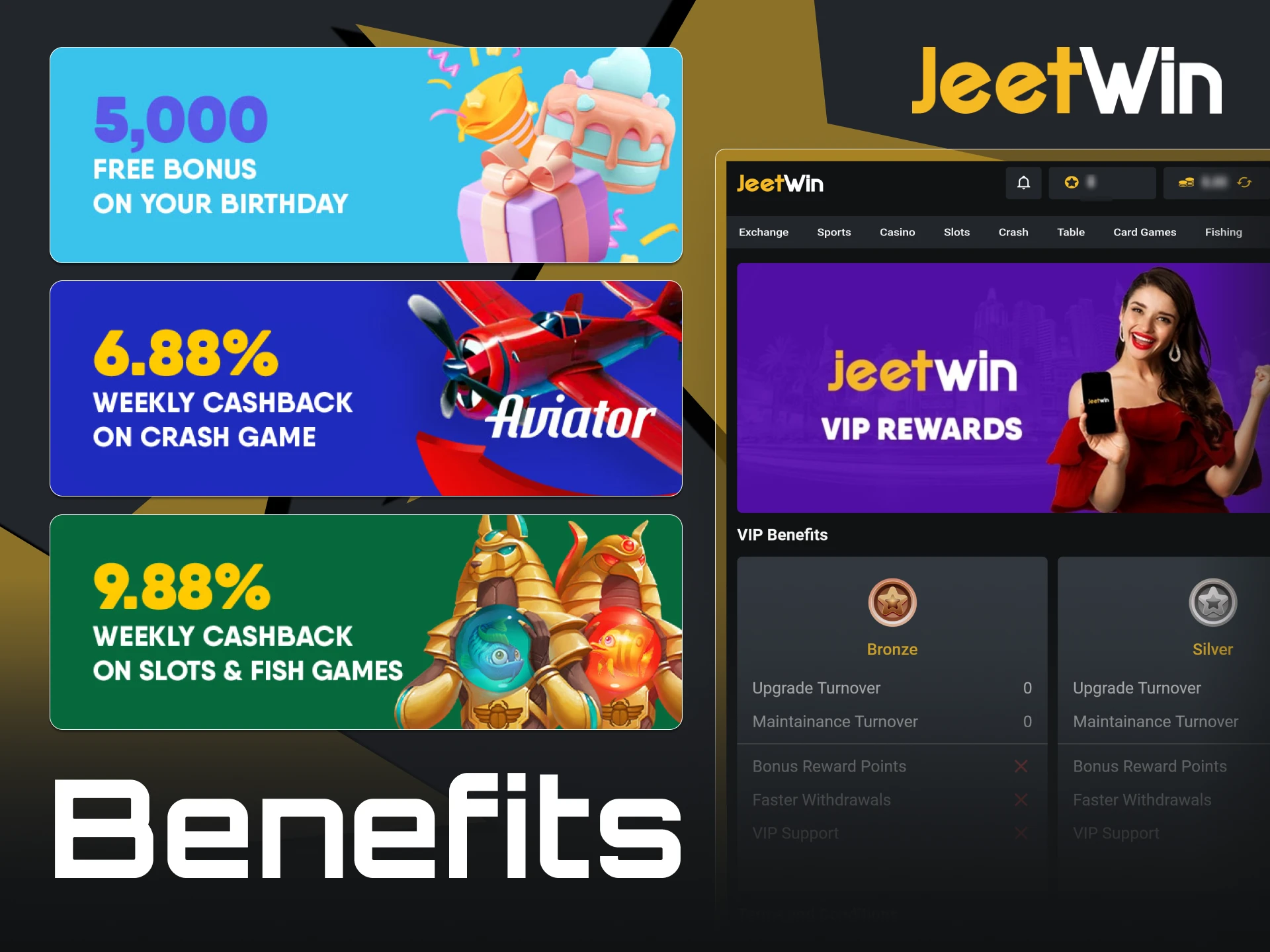 Get numerous benefits at JeetWin official platform.