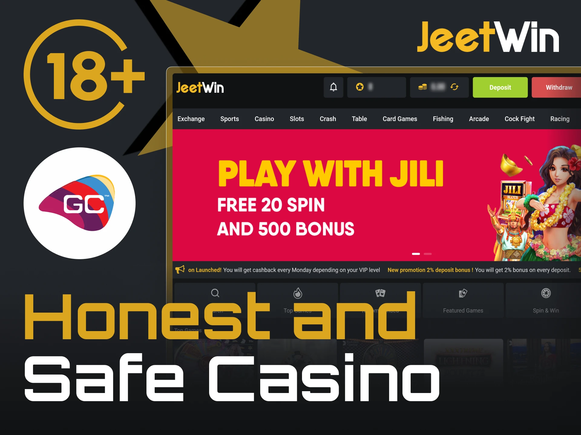 JeetWin Casino operates legally under an official Curacao license.