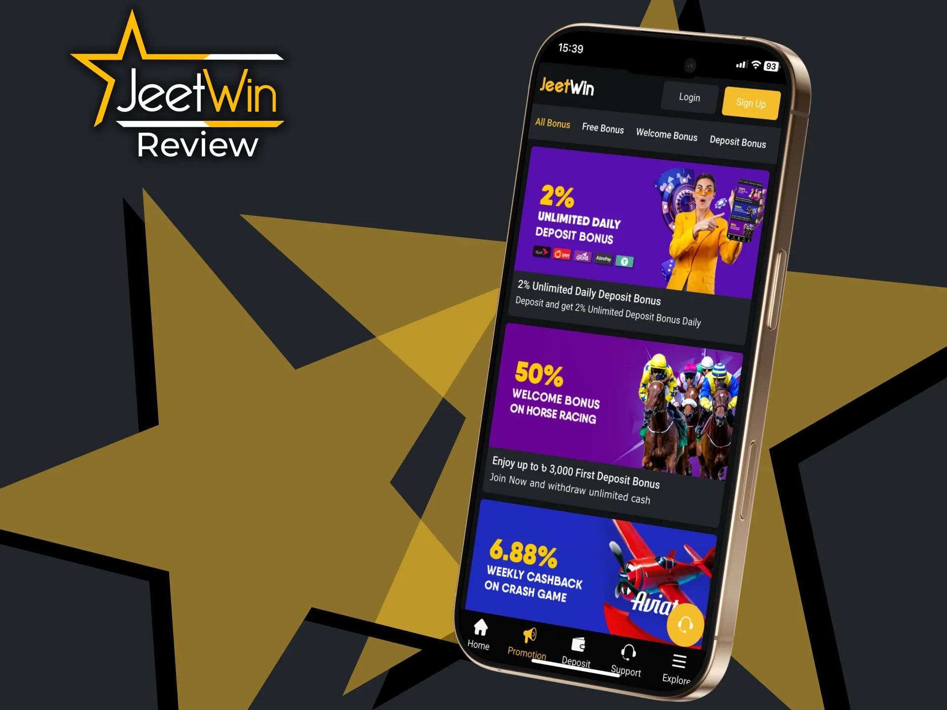 Take full advantage of JeetWin promotions using the app.