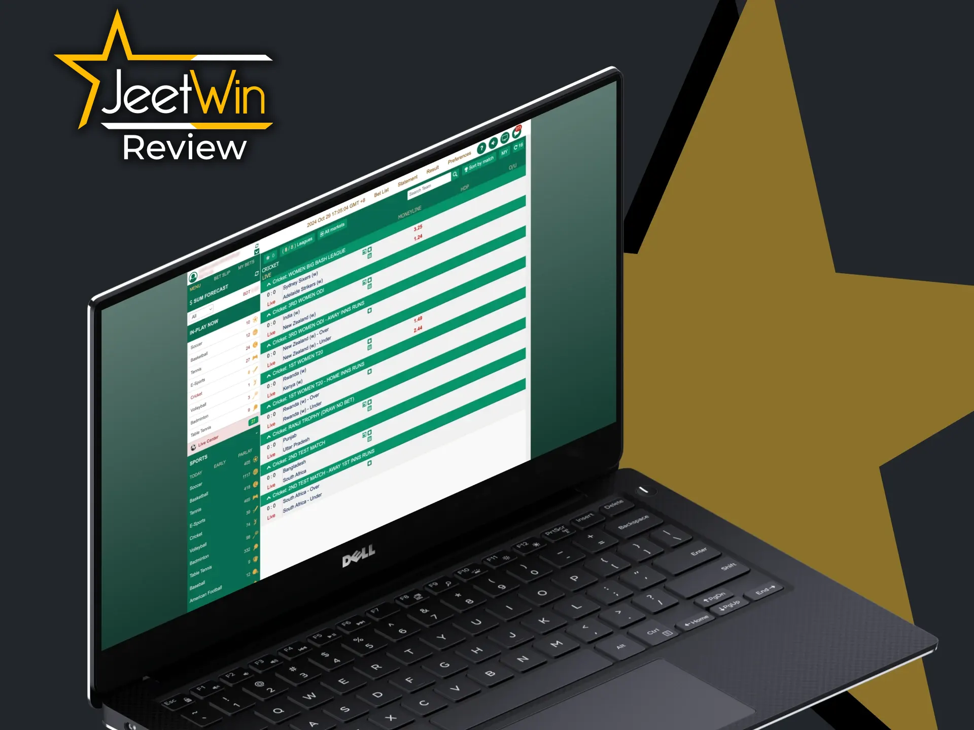JeetWin provides a variety of cricket bet types.