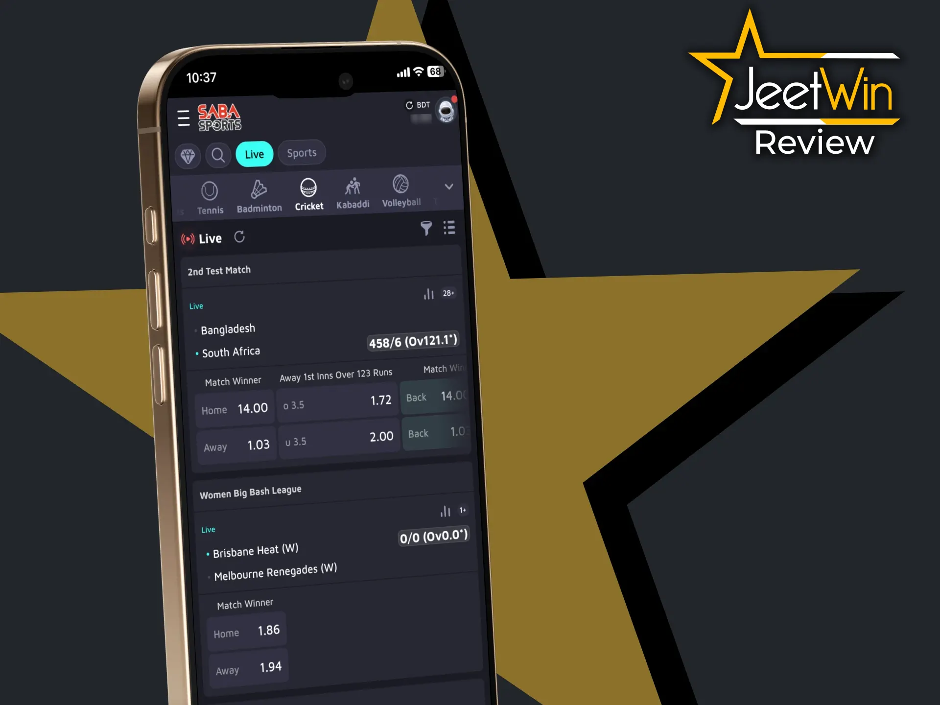 Use JeetWin mobile app to bet on cricket.