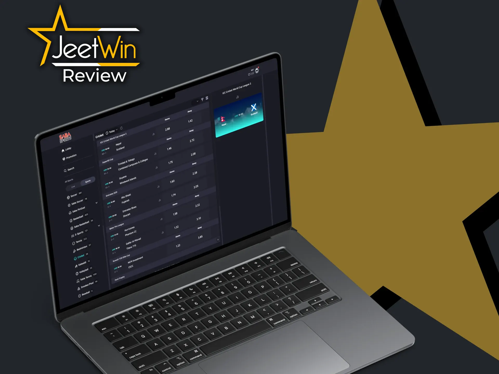 JeetWin sportsbook covers all the major cricket competitions.