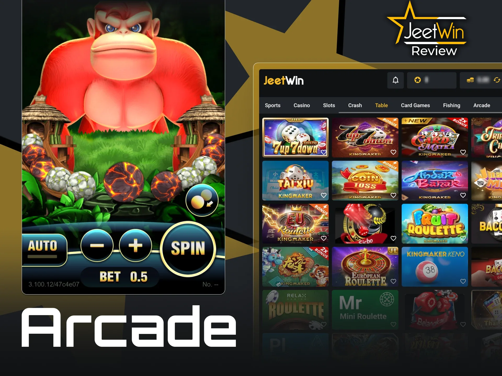 JeetWin offers a selection of arcade-style mini-games.