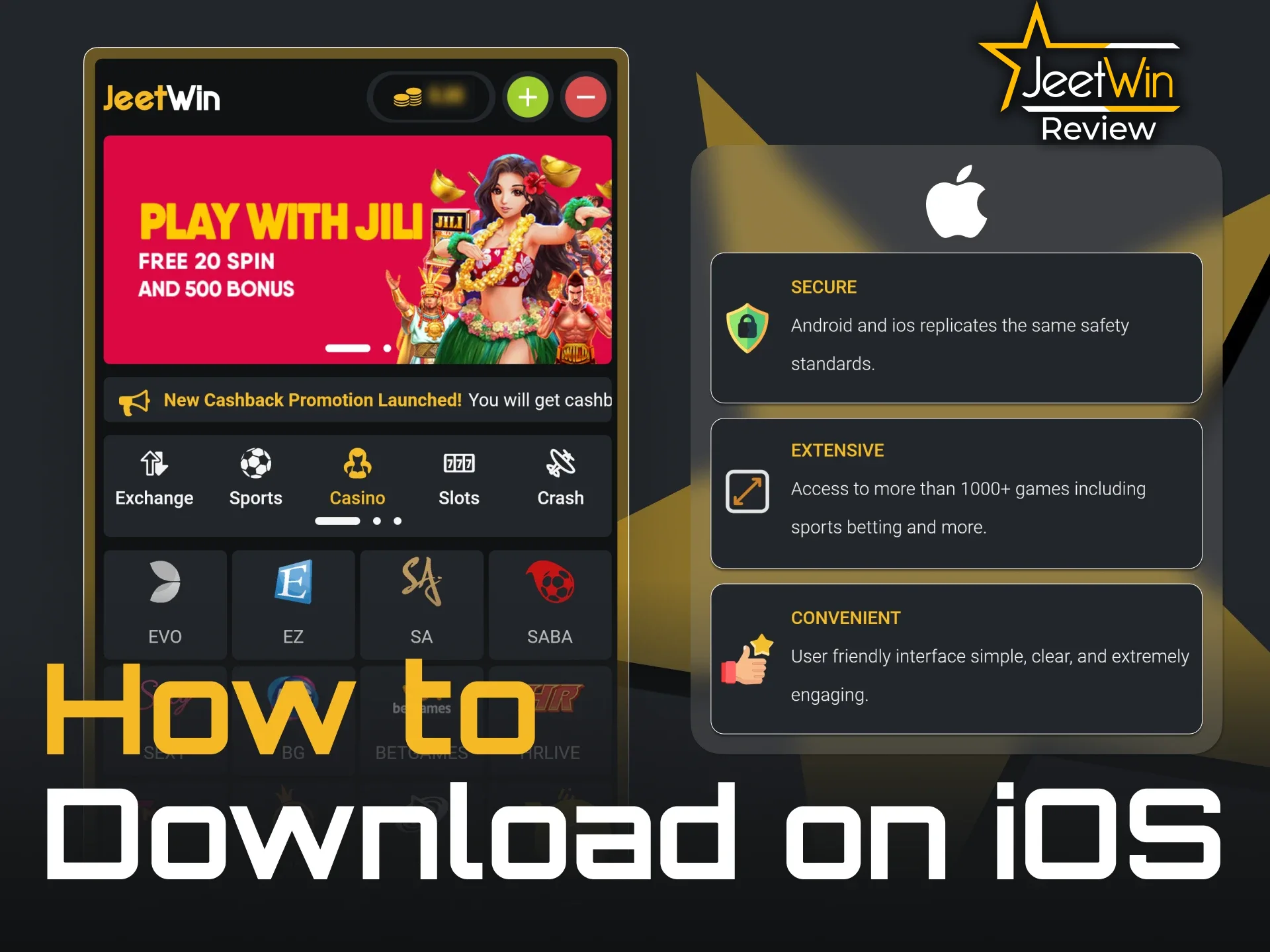 Download the JeetWin app to your iOS device.