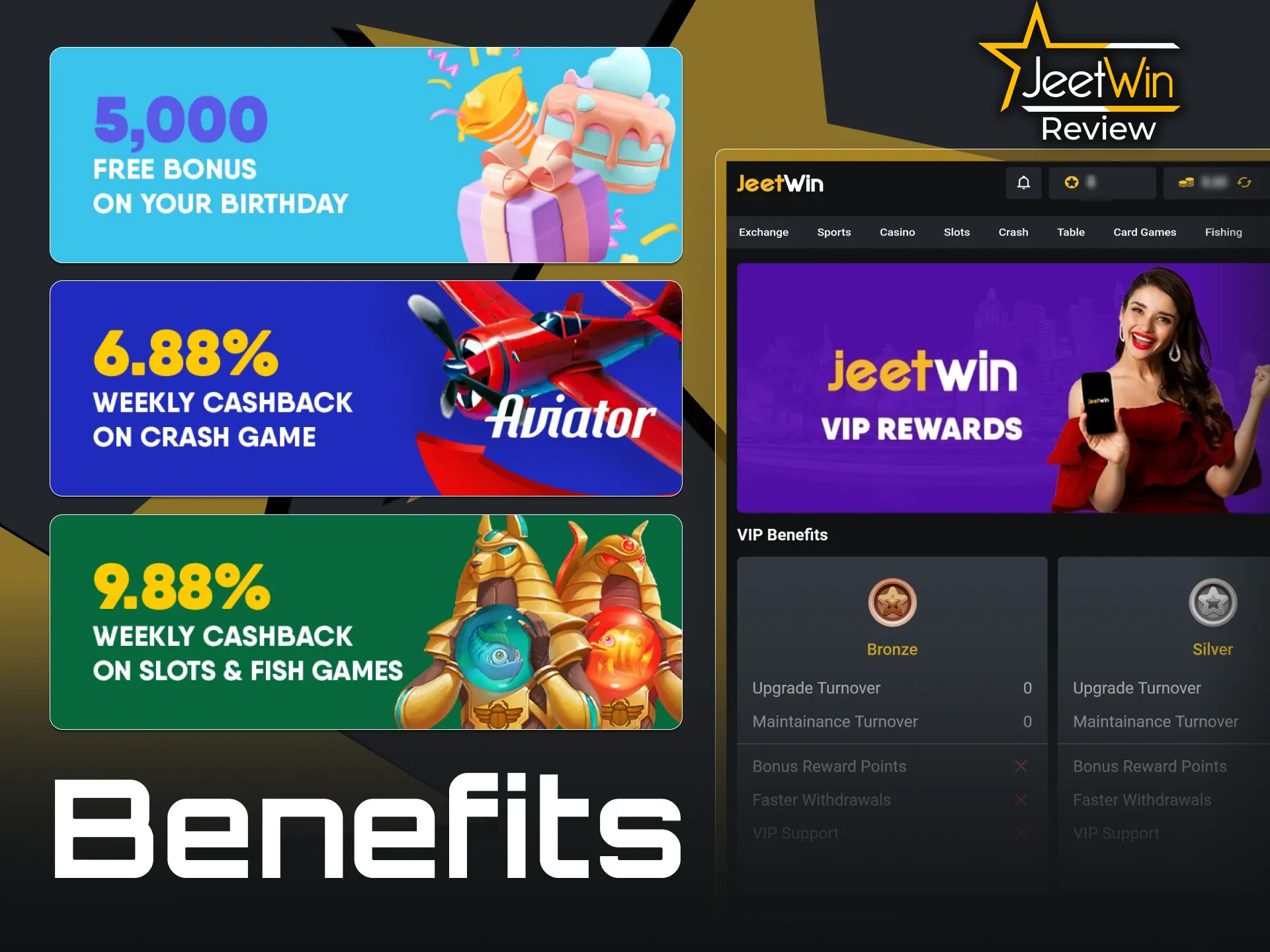 Get numerous benefits at JeetWin official platform.