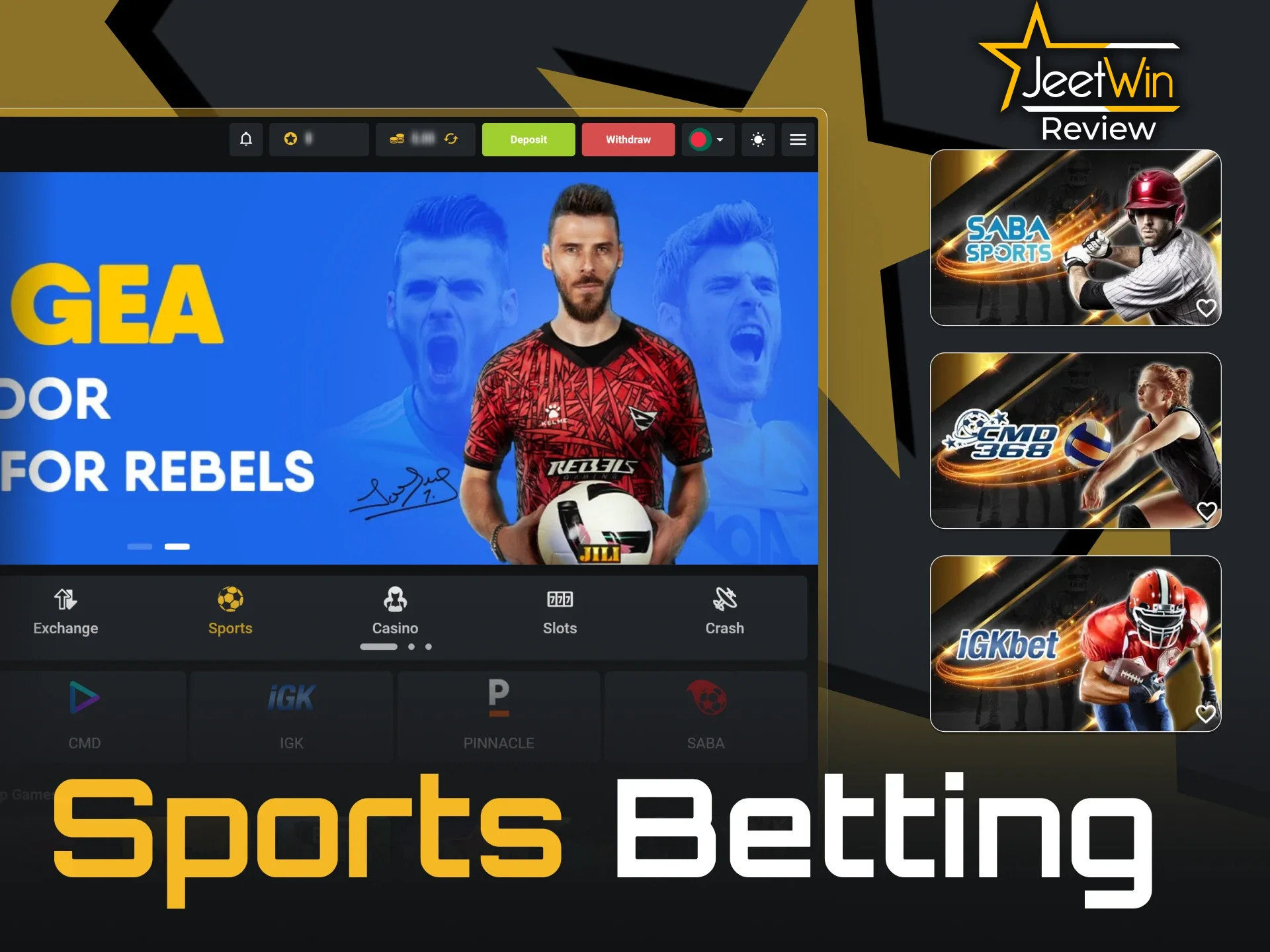 You can find over 30 categories of sports at JeetWin.