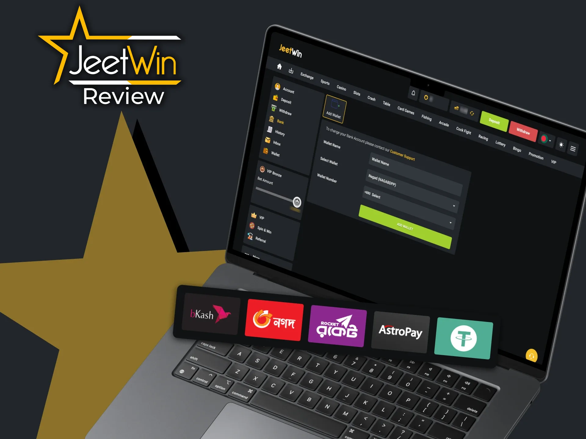 Fund your account securely with a variety of JeetWin deposit methods.
