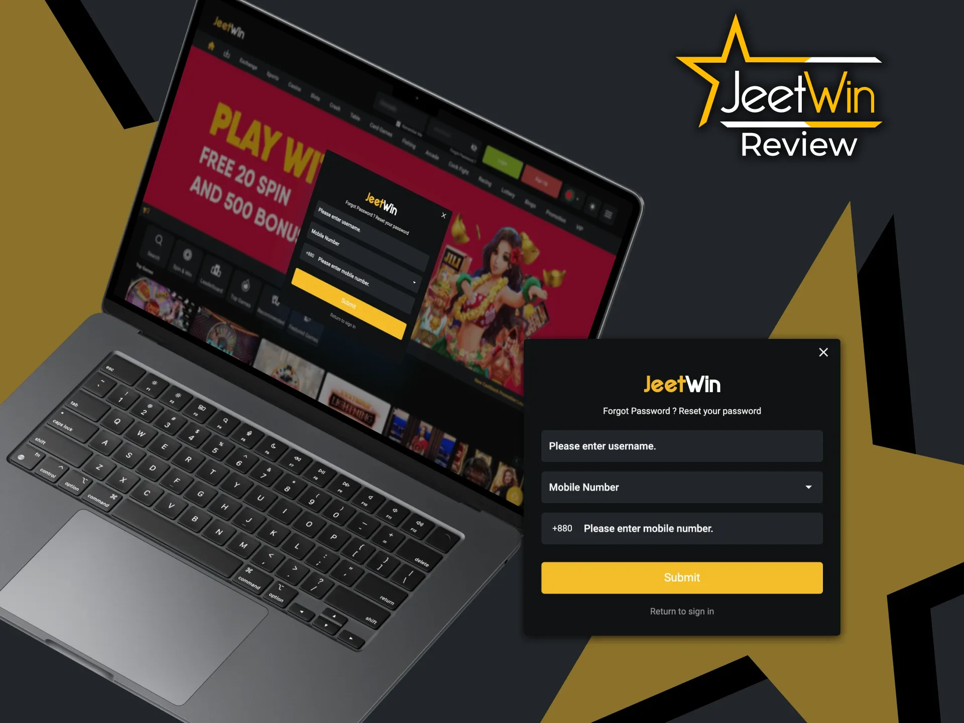 Follow the instructions to reset your password at JeetWin.