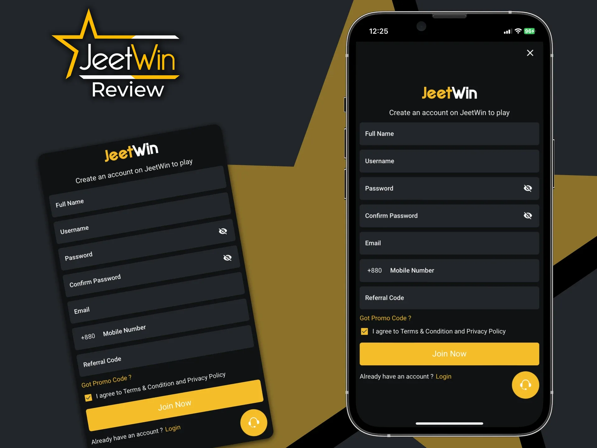 You can create an account using the JeetWin app.
