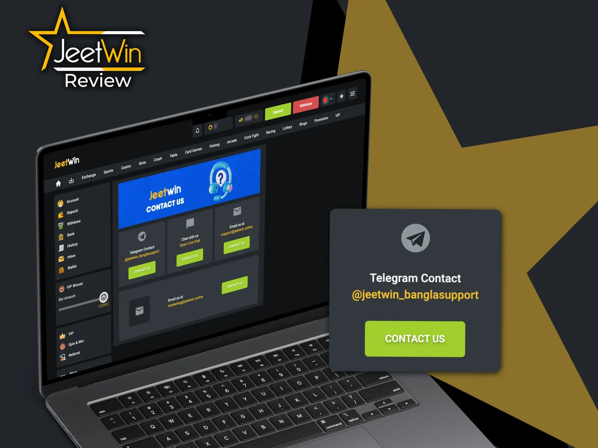 Simply contact the JeetWin support team via Telegram.